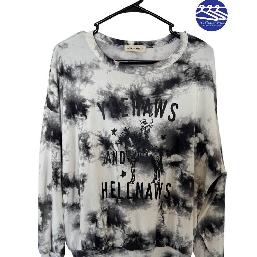 (Up)Cycled ee:some Black Marbled Long Sleeve Sweatshirt